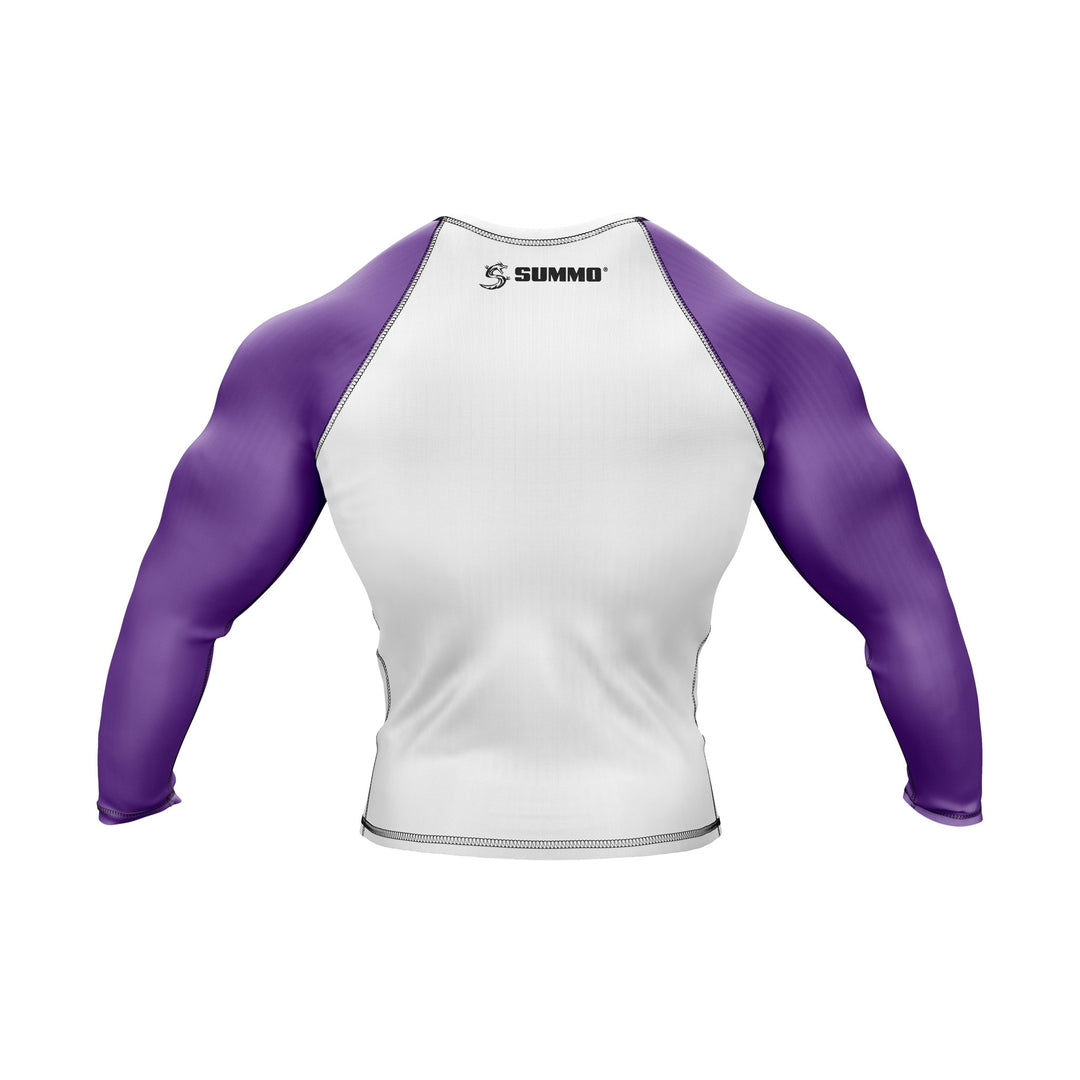 White with Purple Sleeves Ranked Rashguard - Summo Sports