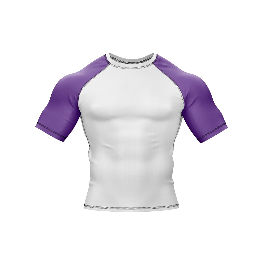 White with Purple Sleeves Ranked Rashguard - Summo Sports