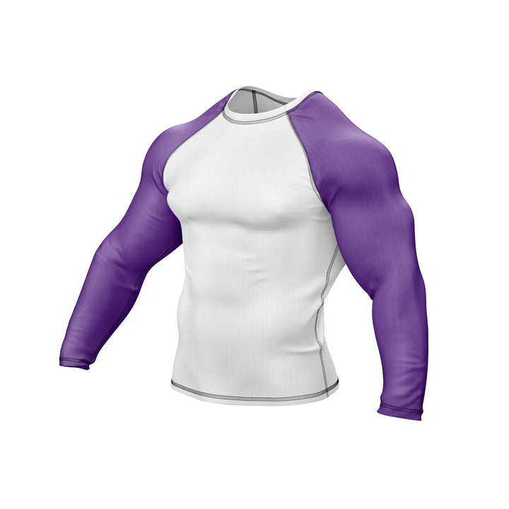 White with Purple Sleeves Ranked Rashguard - Summo Sports