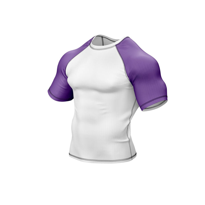 White with Purple Sleeves Ranked Rashguard - Summo Sports