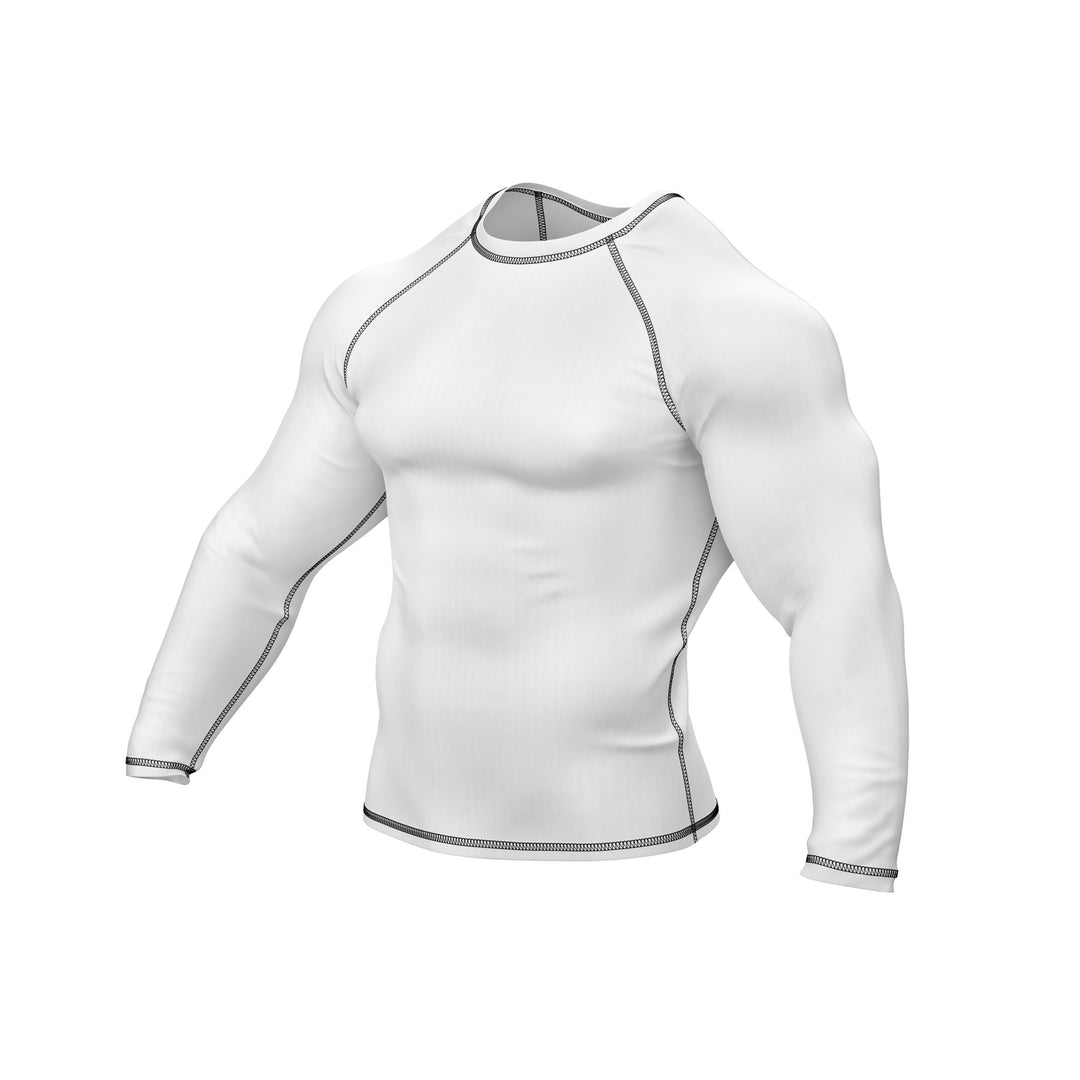 White with White Sleeves Ranked Rashguard - Summo Sports