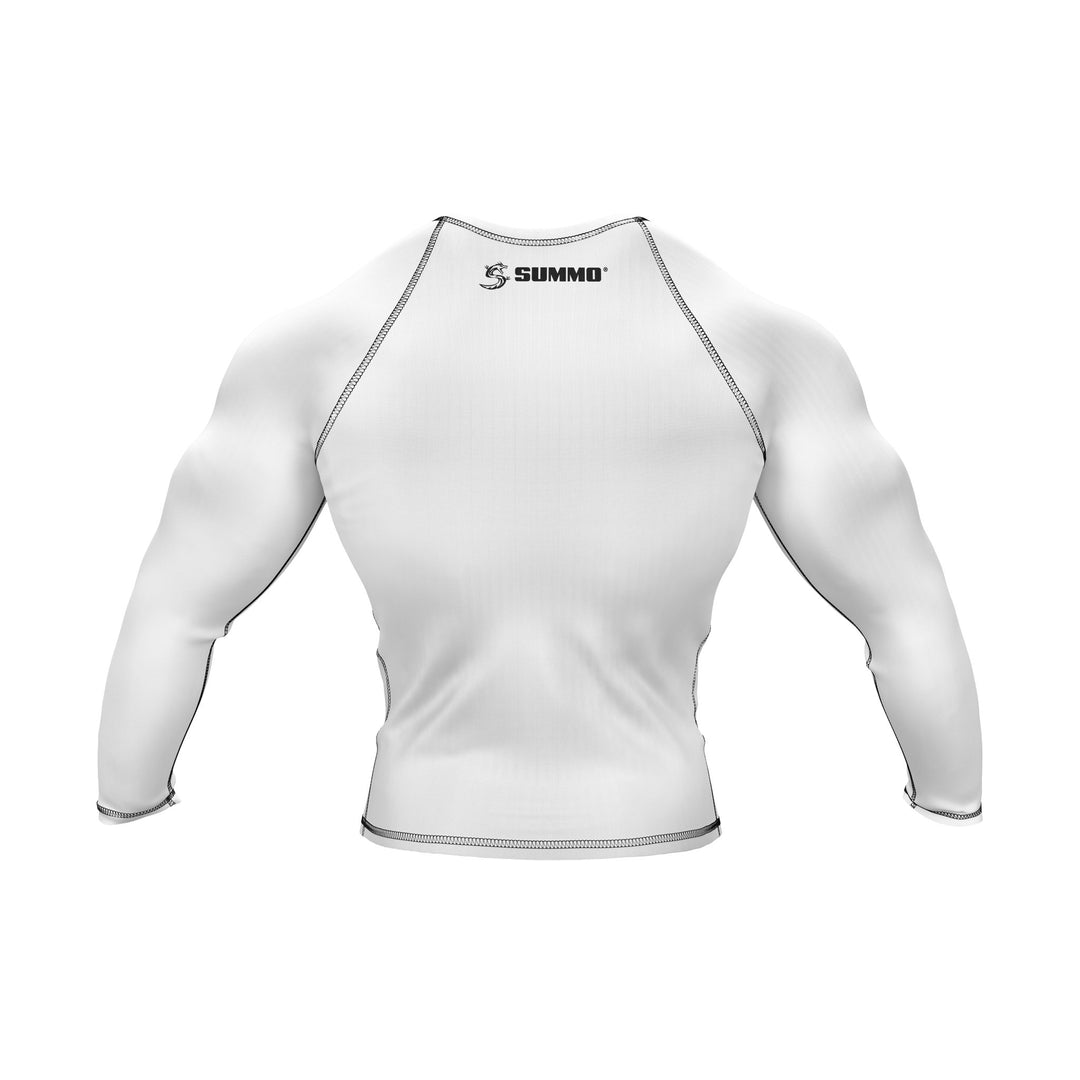 White with White Sleeves Ranked Rashguard - Summo Sports