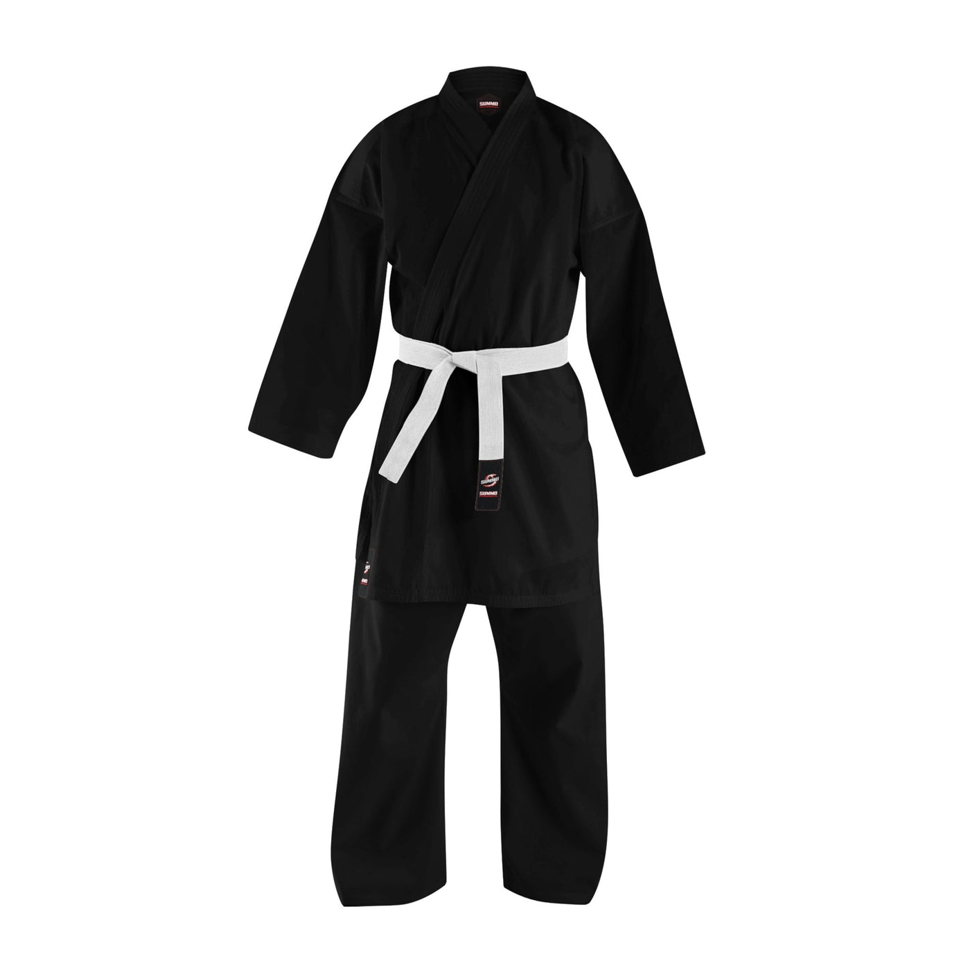 10 oz. Plain Black Medium Weight Karate Uniform - Summo Sports