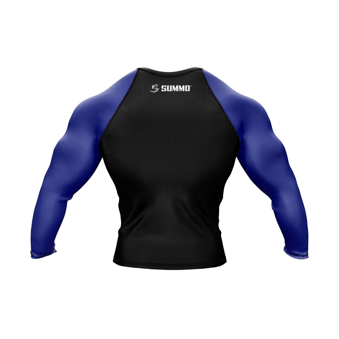 Black with Blue Sleeves Ranked Rashguard - Summo Sports