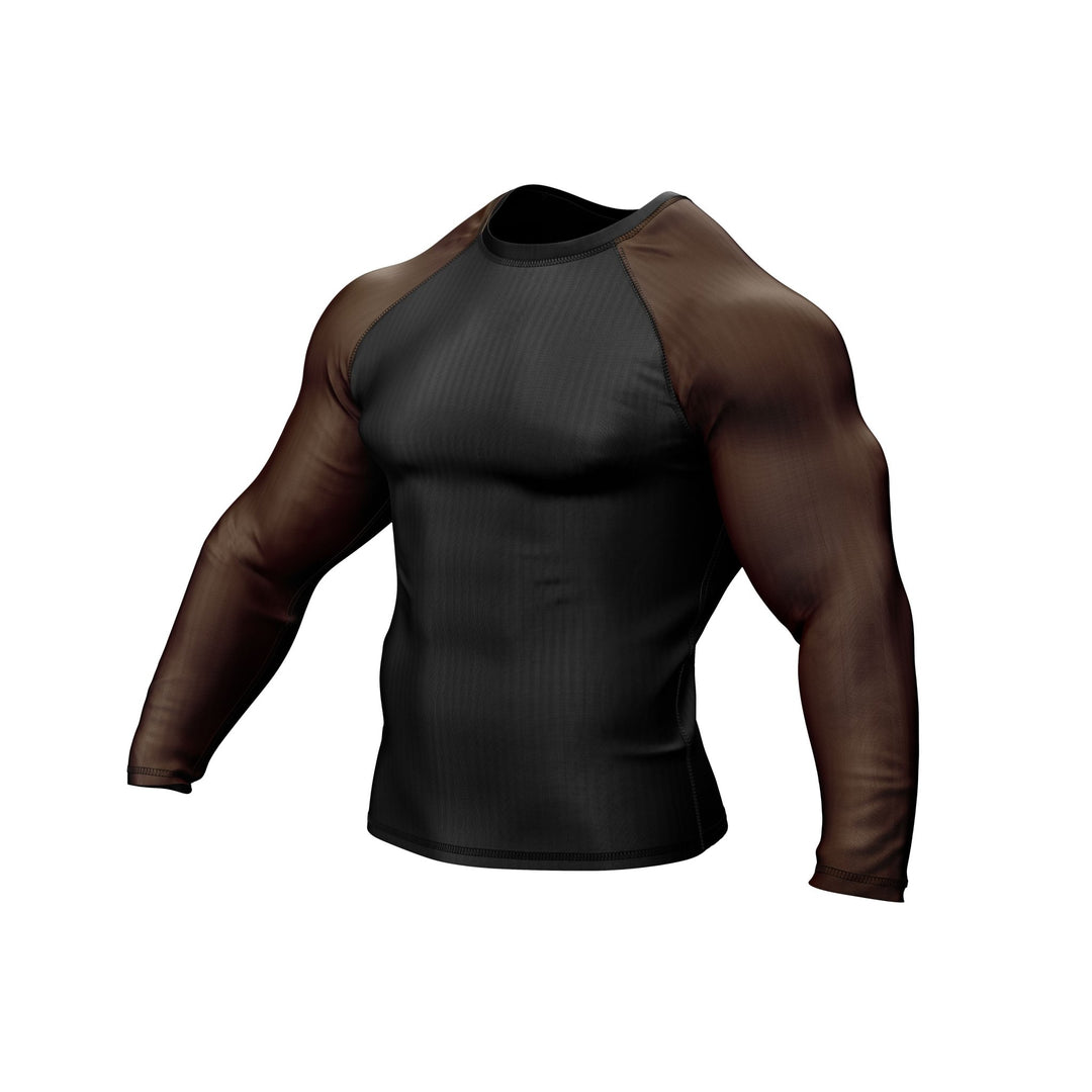 Black with Brown Sleeves Ranked Rashguard - Summo Sports