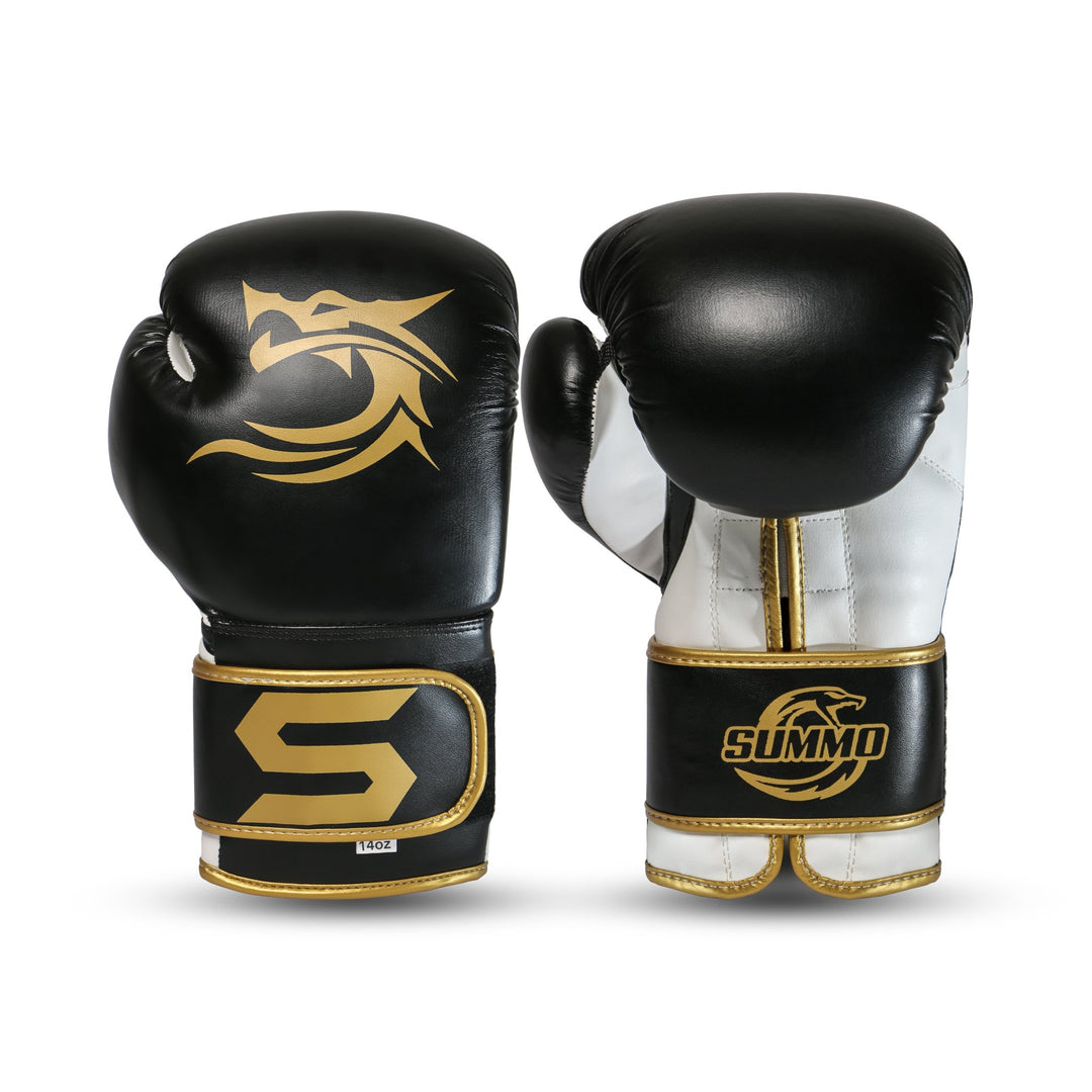 Dragon Gold Leather Boxing Training Gloves - Summo Sports