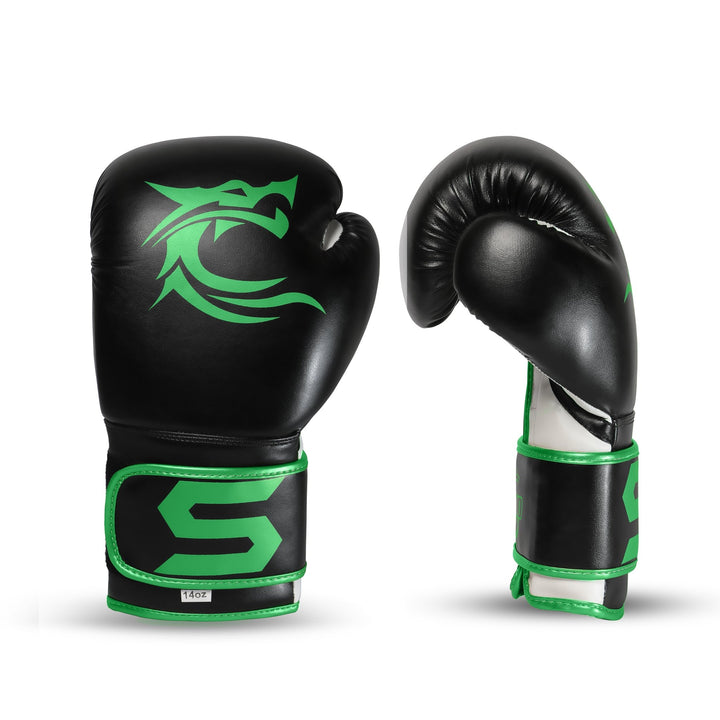 Dragon Green Leather Boxing Training Gloves - Summo Sports