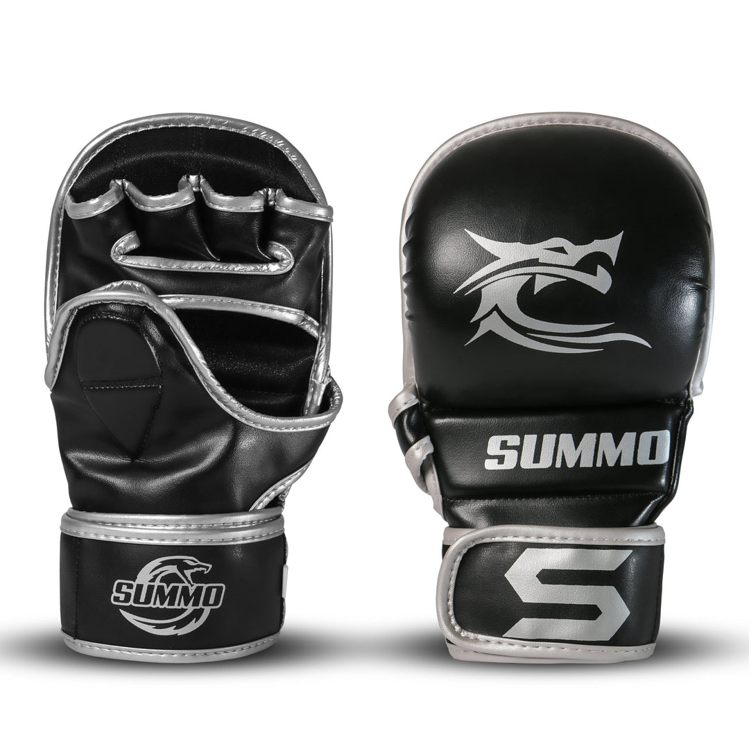 Dragon Silver Leather Sparring Gloves - Summo Sports