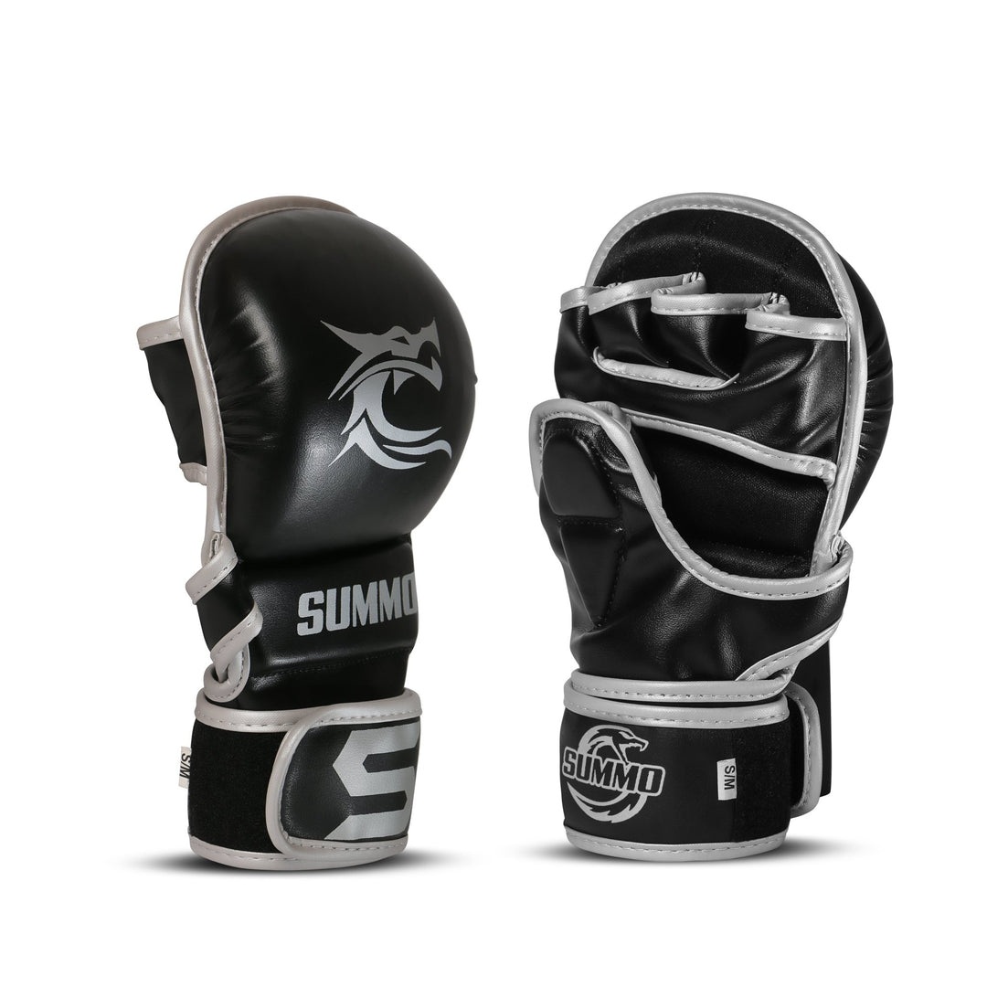 Dragon Silver Leather Sparring Gloves - Summo Sports