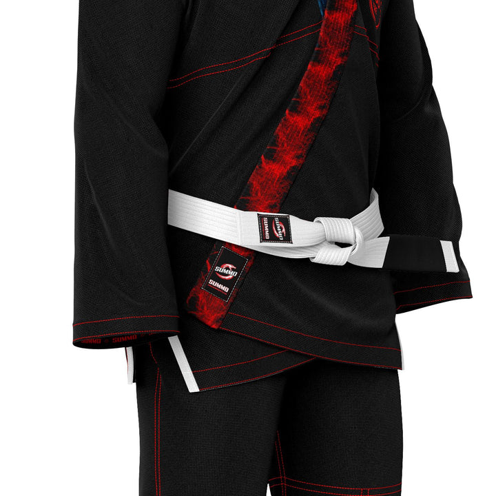 Exclusive Black with Red/Blue Flame Lapel Custom Rash Guard lining - Summo Sports