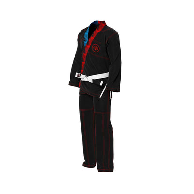 Exclusive Black with Red/Blue Flame Lapel Custom Rash Guard lining - Summo Sports