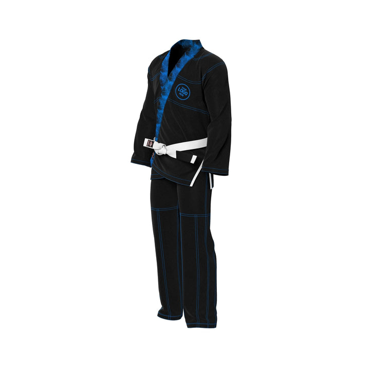 Exclusive Black/Blue Flame Lapel Custom Name/Logo Rash Guard lining - Summo Sports