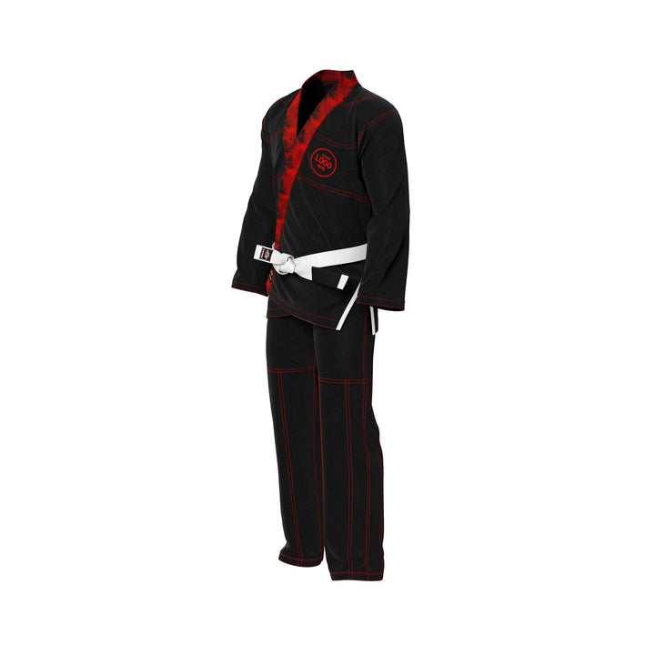 Exclusive Black/Red Flame Lapel Custom Name/Logo Rash Guard lining - Summo Sports