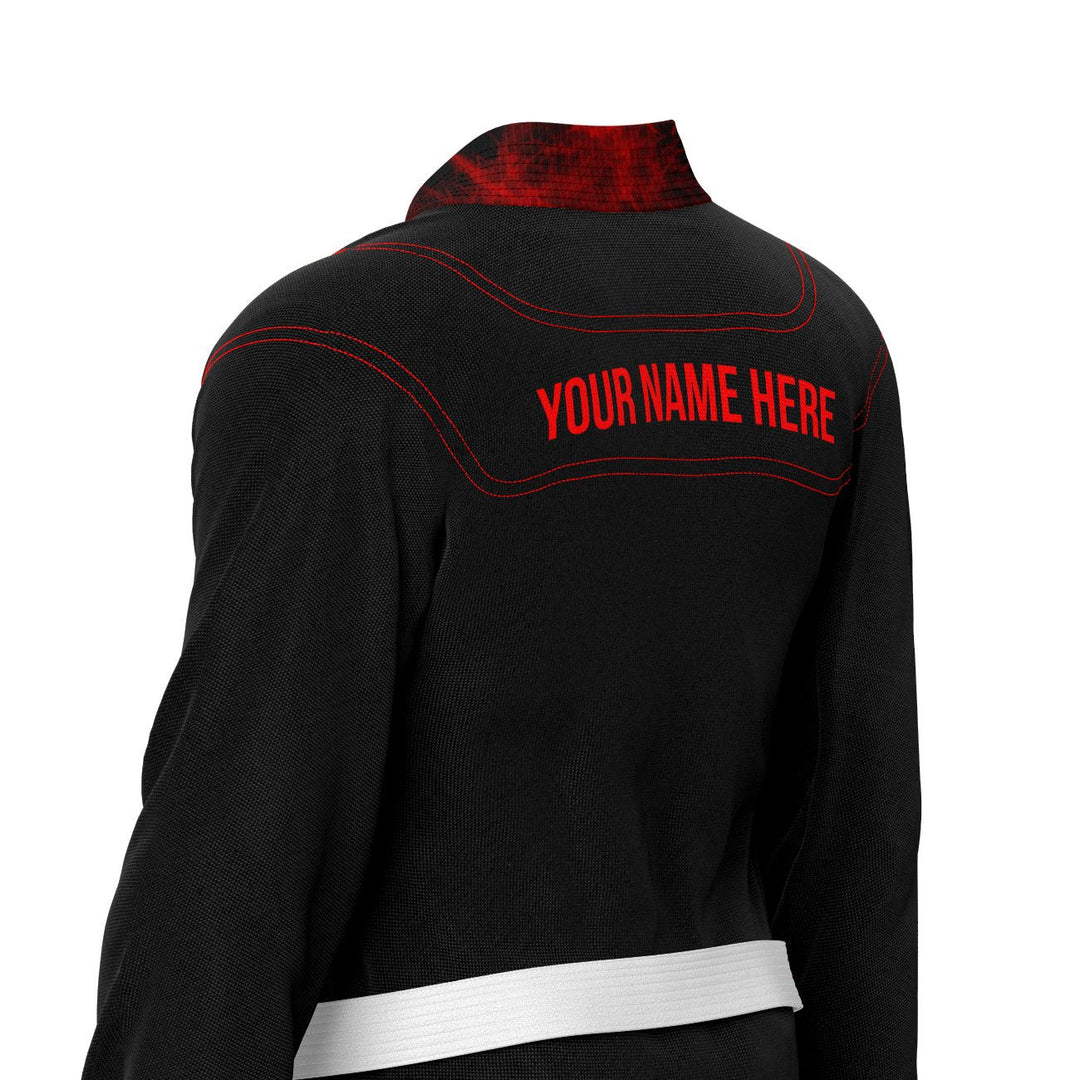 Exclusive Black/Red Flame Lapel Custom Name/Logo Rash Guard lining - Summo Sports