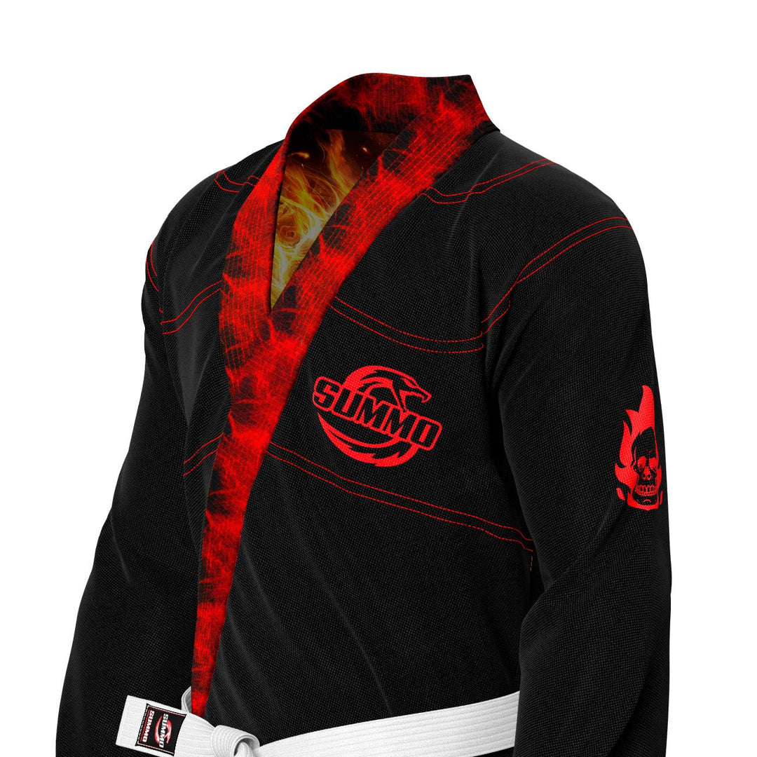 Fiery Skull Flame Lapel Rash Guard lining Jiu Jitsu (BJJ GI) - Summo Sports