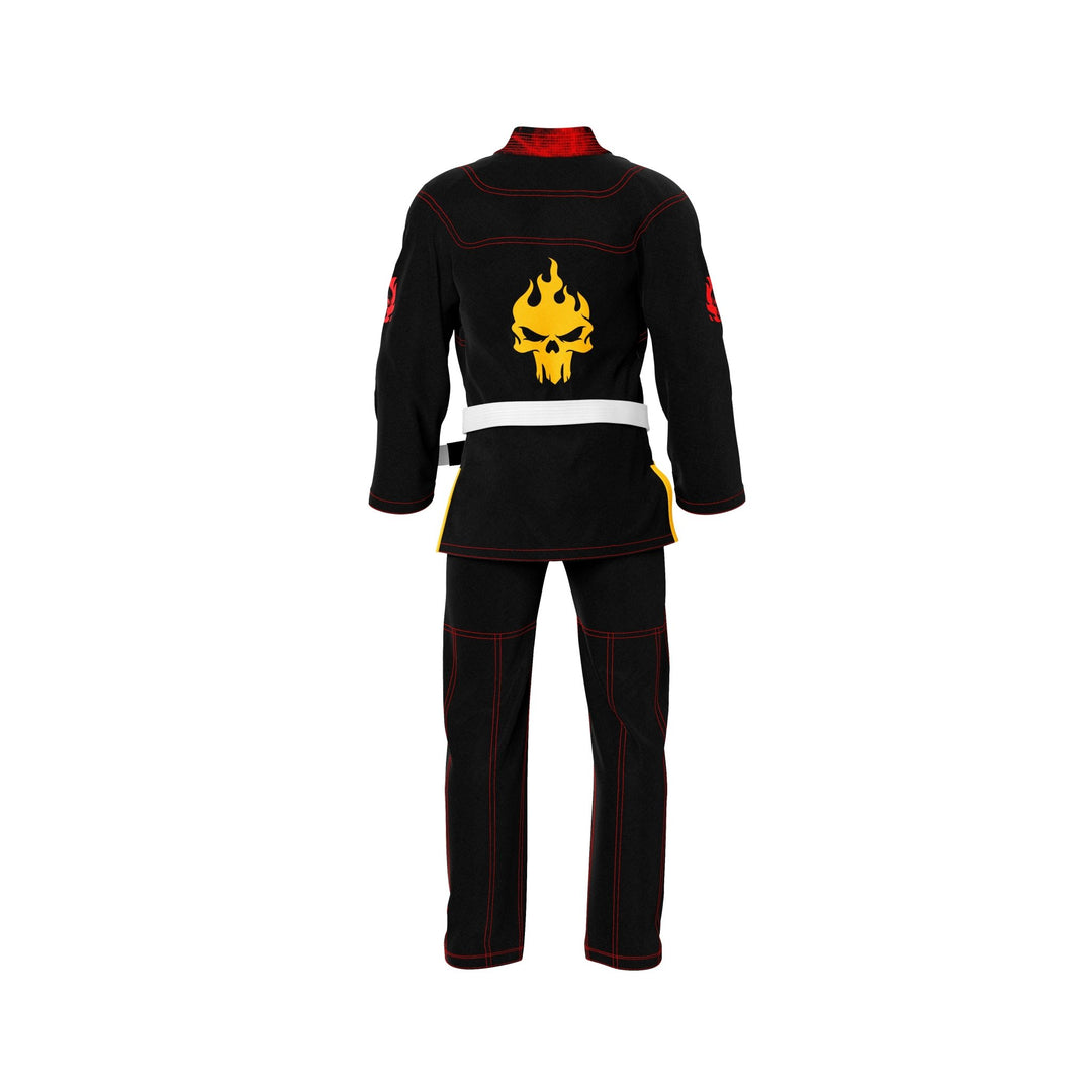 Fiery Skull Flame Lapel Rash Guard lining Jiu Jitsu (BJJ GI) - Summo Sports