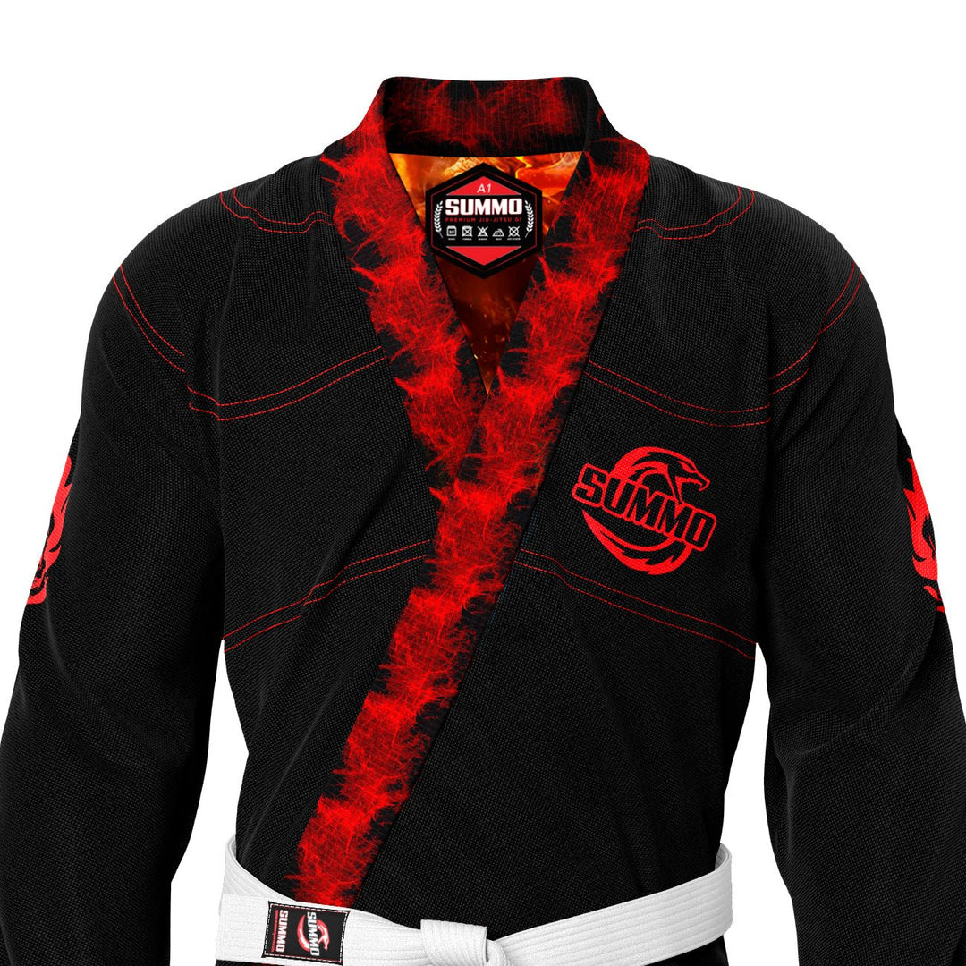 Fiery Skull Flame Lapel Rash Guard lining Jiu Jitsu (BJJ GI) - Summo Sports