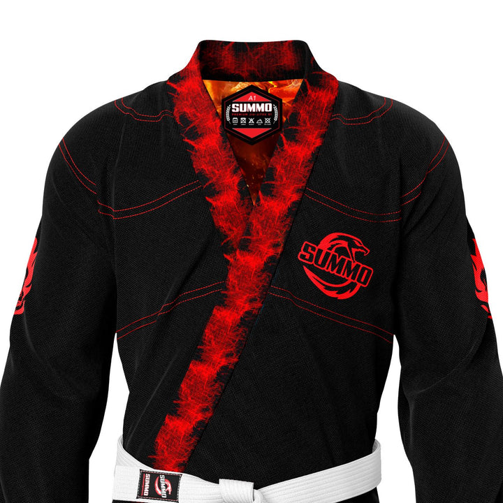 Fiery Skull Flame Lapel Rash Guard lining Jiu Jitsu (BJJ GI) - Summo Sports