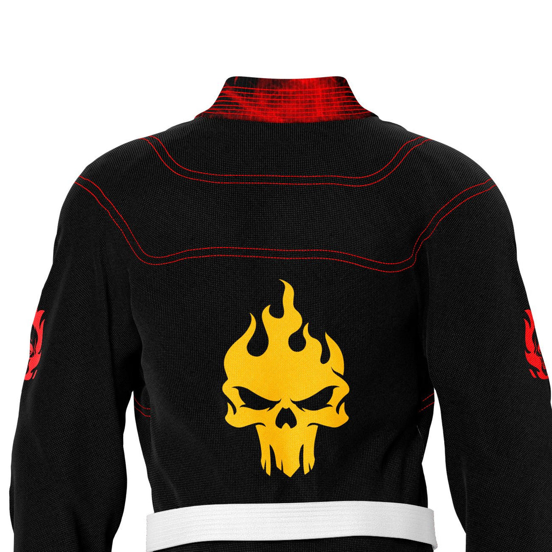 Fiery Skull Flame Lapel Rash Guard lining Jiu Jitsu (BJJ GI) - Summo Sports