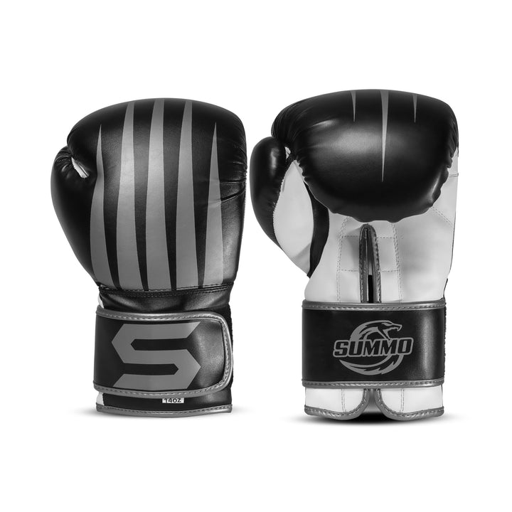 Fresher Silver Striped Black Boxing Gloves - Summo Sports