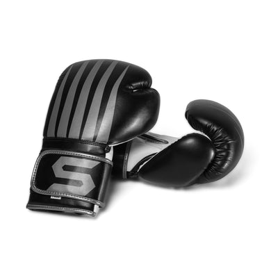 Fresher Silver Striped Black Boxing Gloves - Summo Sports