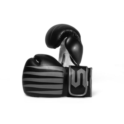 Fresher Silver Striped Black Boxing Gloves - Summo Sports