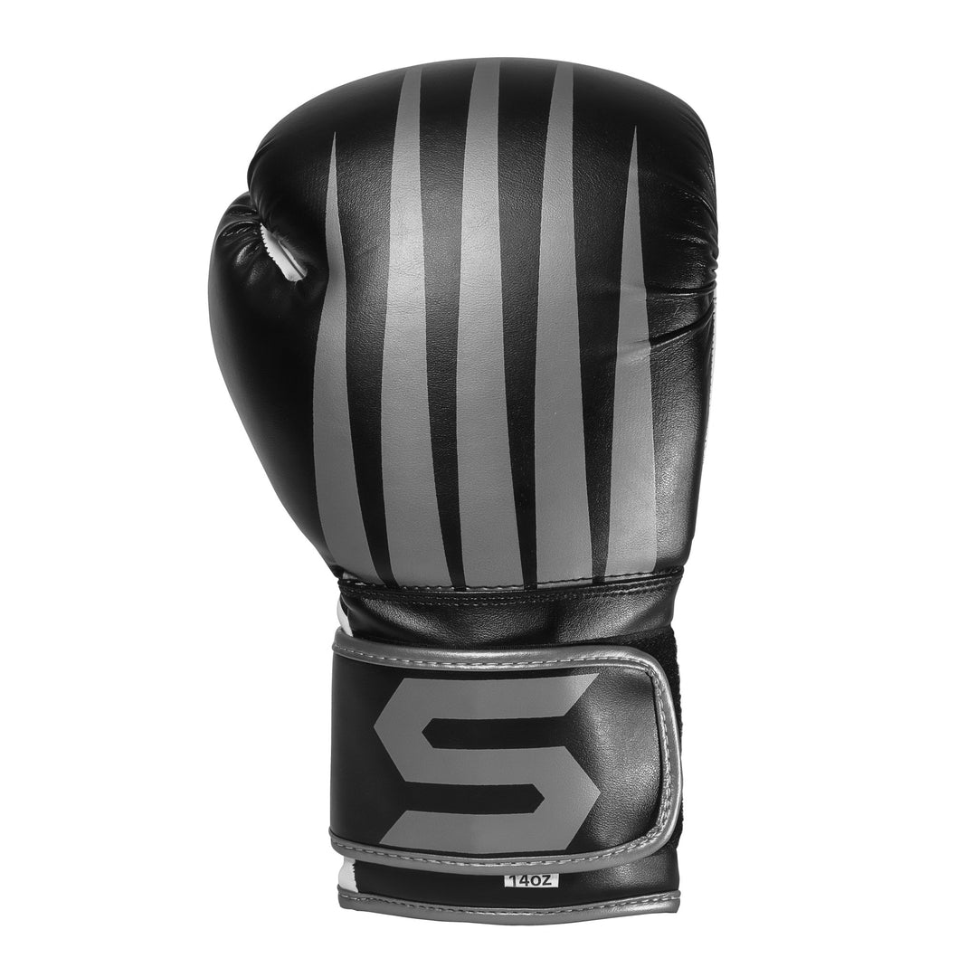 Fresher Silver Striped Black Boxing Gloves - Summo Sports