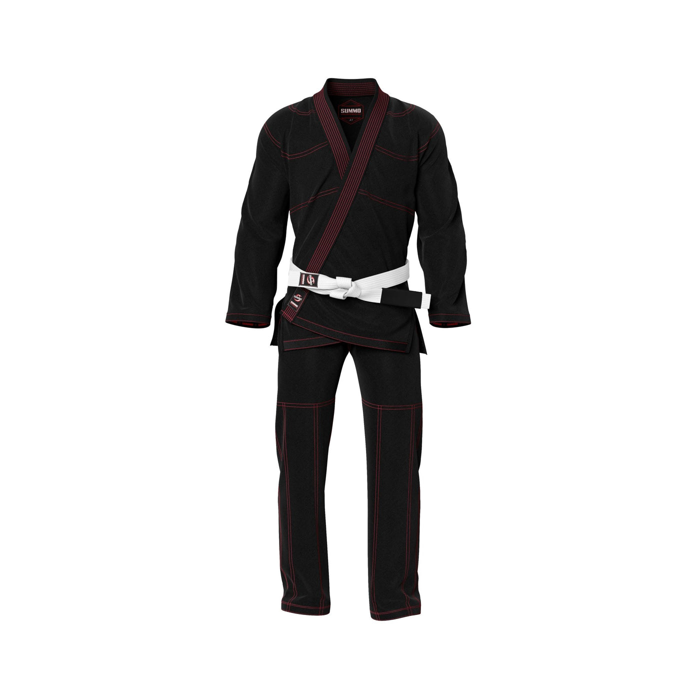 Summo Basic Black With Red Thread Brazilian Jiu Jitsu Gi (BJJ GI) - Summo Sports