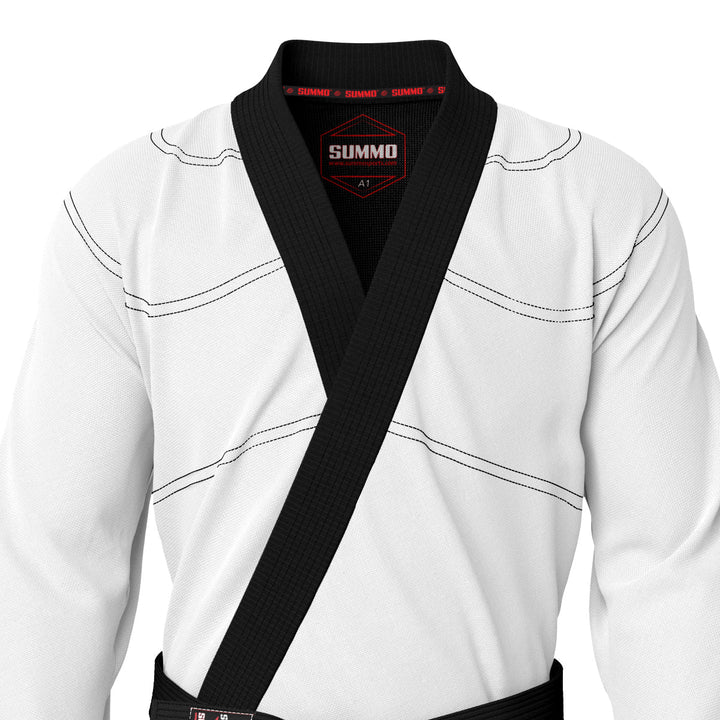 Sumpter White with Black Brazilian Jiu Jitsu Gi (BJJ GI) - Summo Sports