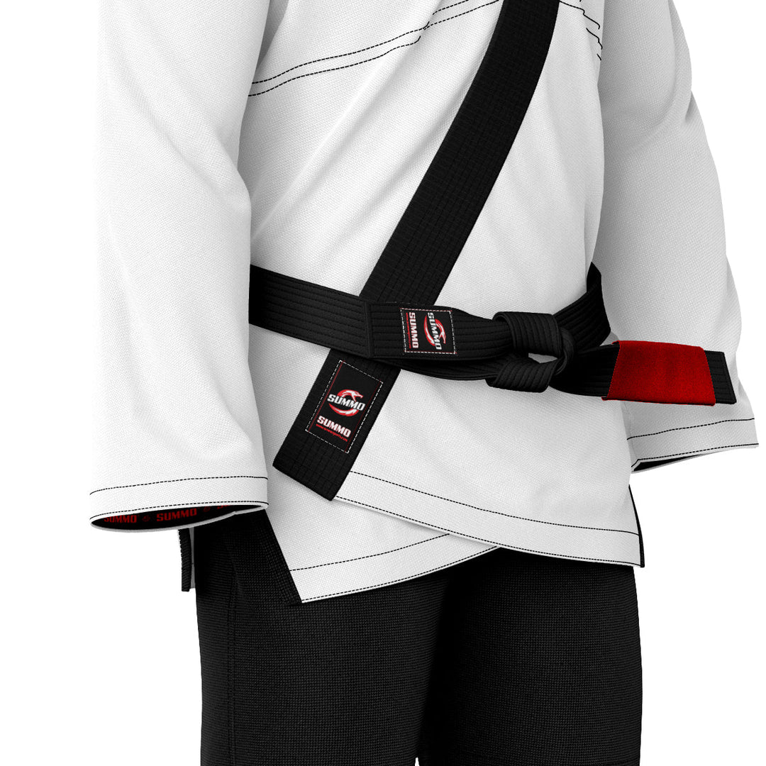 Sumpter White with Black Brazilian Jiu Jitsu Gi (BJJ GI) - Summo Sports