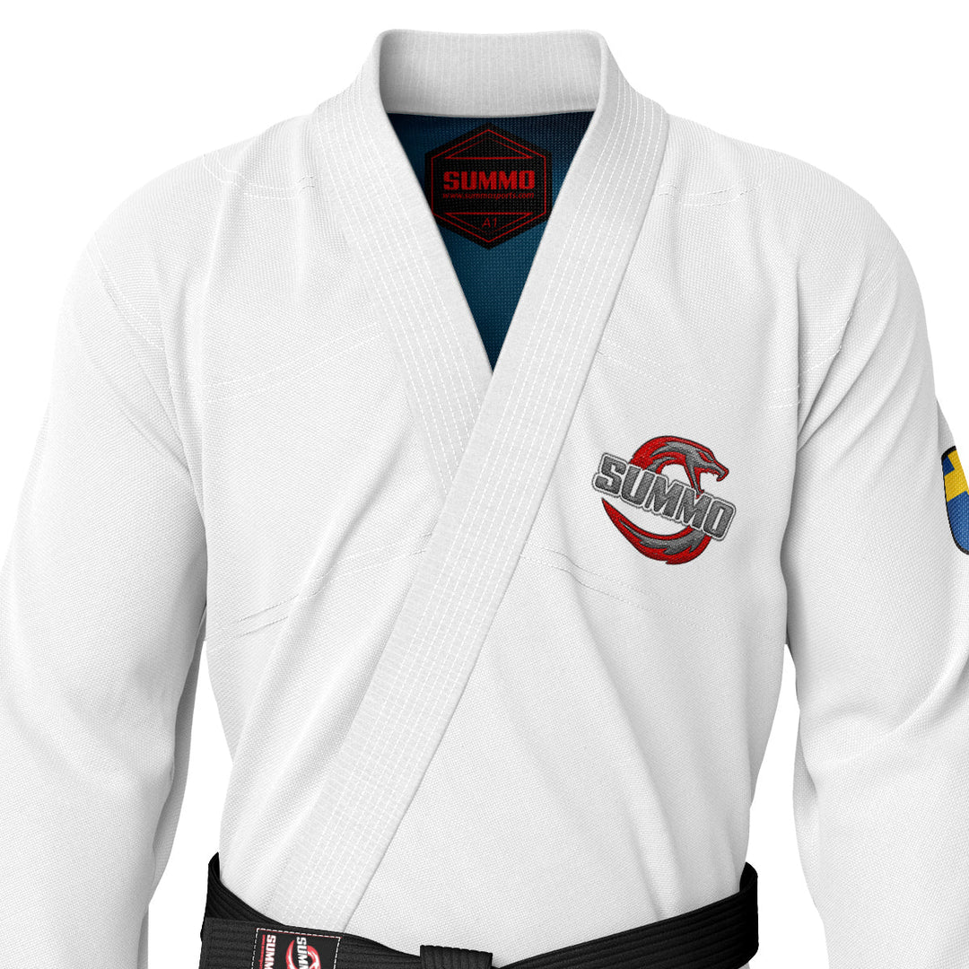 Swedish White Sublimation Brazilian Jiu Jitsu Gi (BJJ GI) - Summo Sports