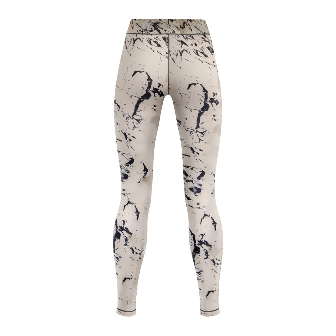 White Marble Compression Pants For Women - Summo Sports