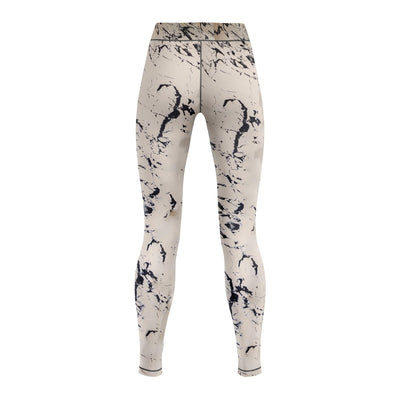 White Marble Compression Pants For Women - Summo Sports