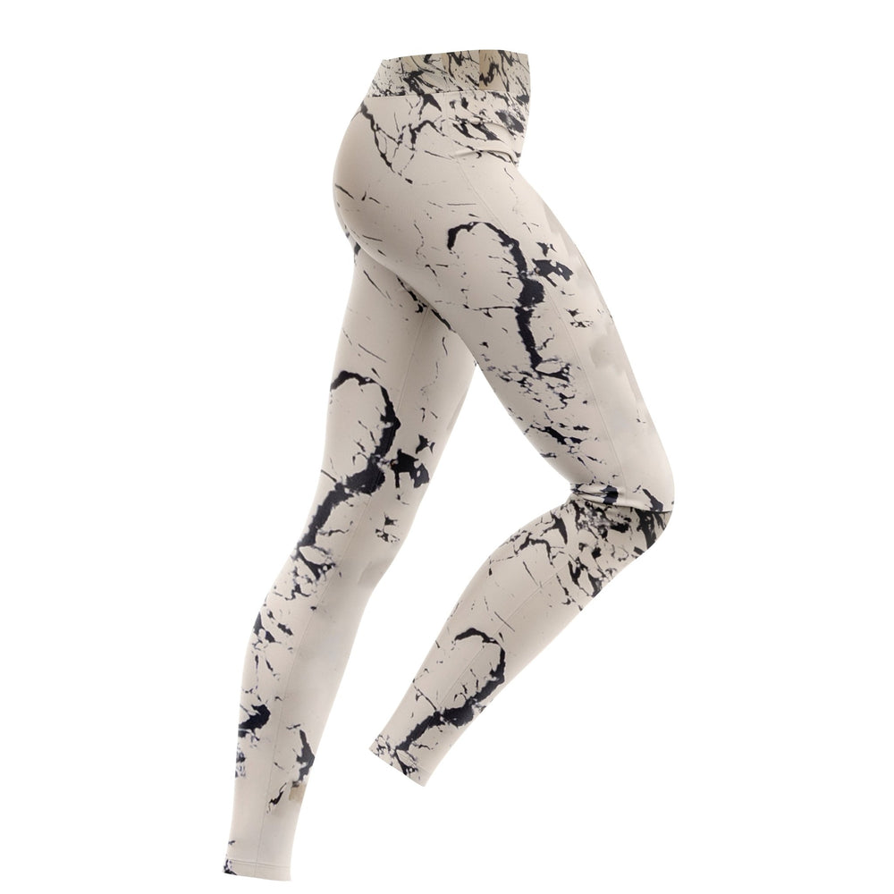 White Marble Compression Pants For Women - Summo Sports