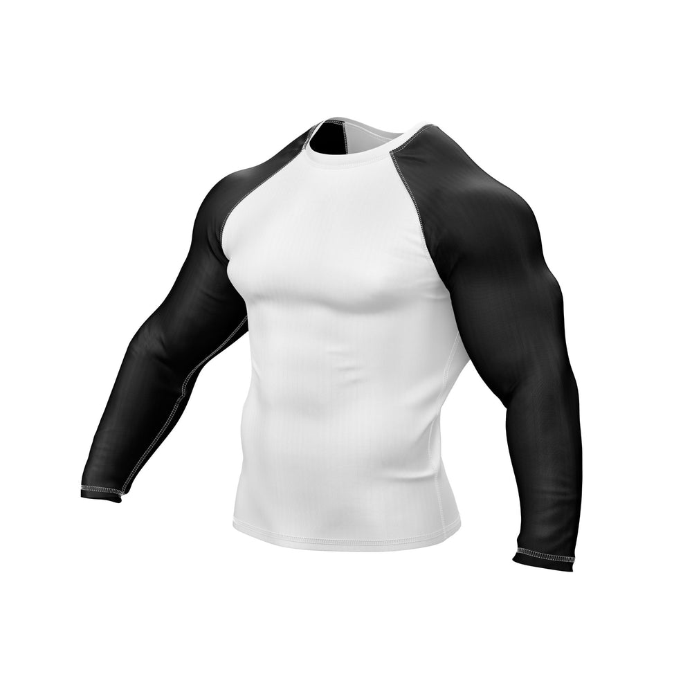 White with Black Sleeves Ranked Rashguard - Summo Sports