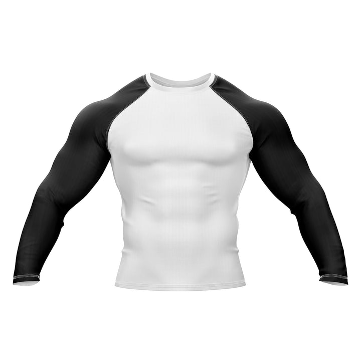 White with Black Sleeves Ranked Rashguard - Summo Sports