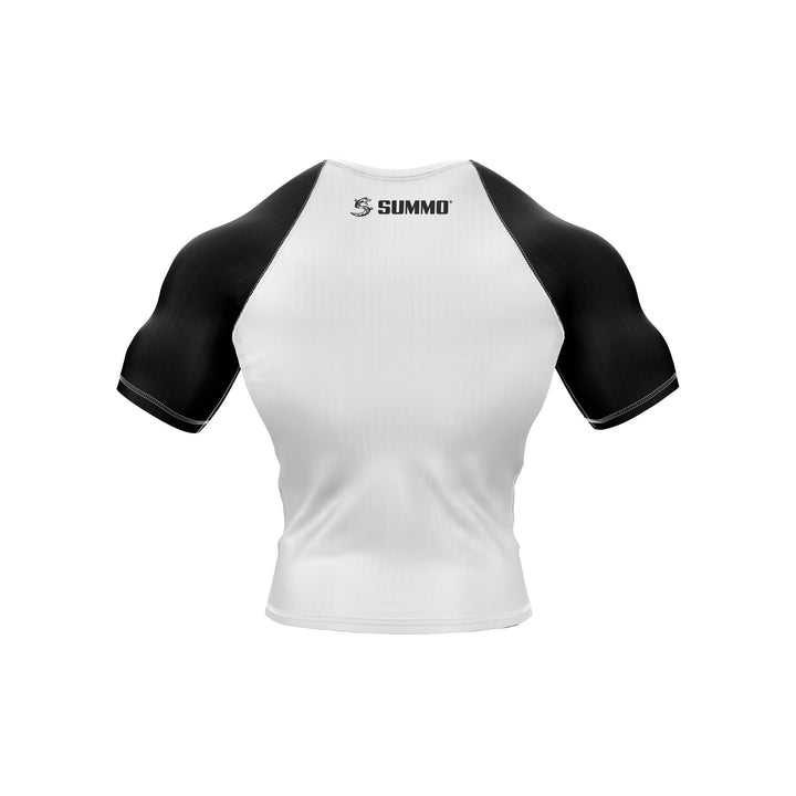 White with Black Sleeves Ranked Rashguard - Summo Sports