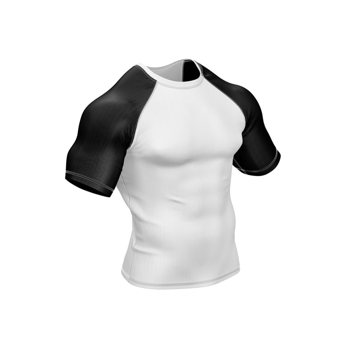 White with Black Sleeves Ranked Rashguard - Summo Sports