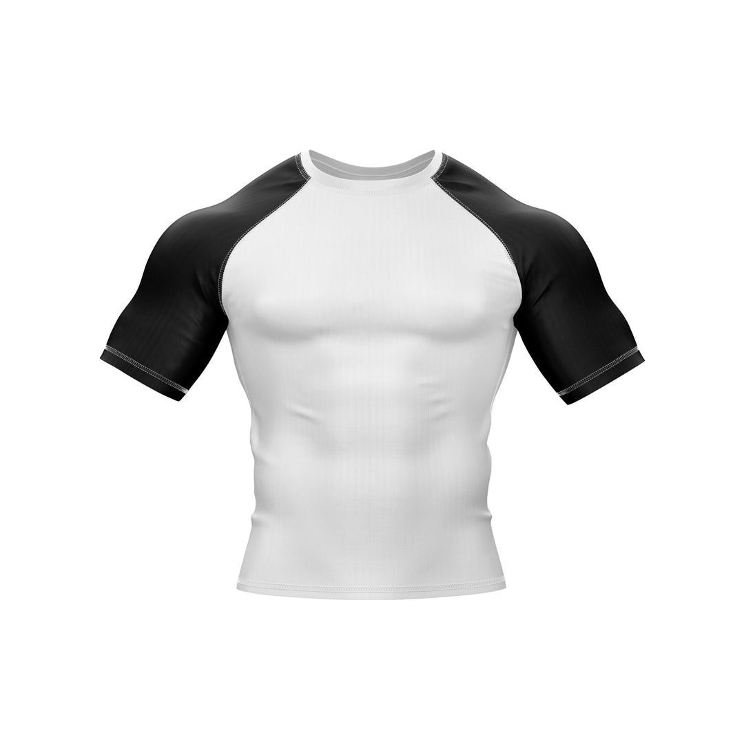 White with Black Sleeves Ranked Rashguard - Summo Sports