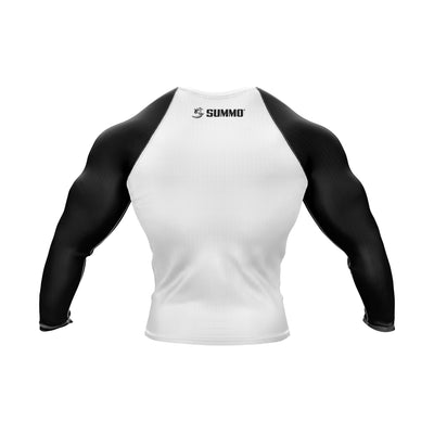 White with Black Sleeves Ranked Rashguard - Summo Sports