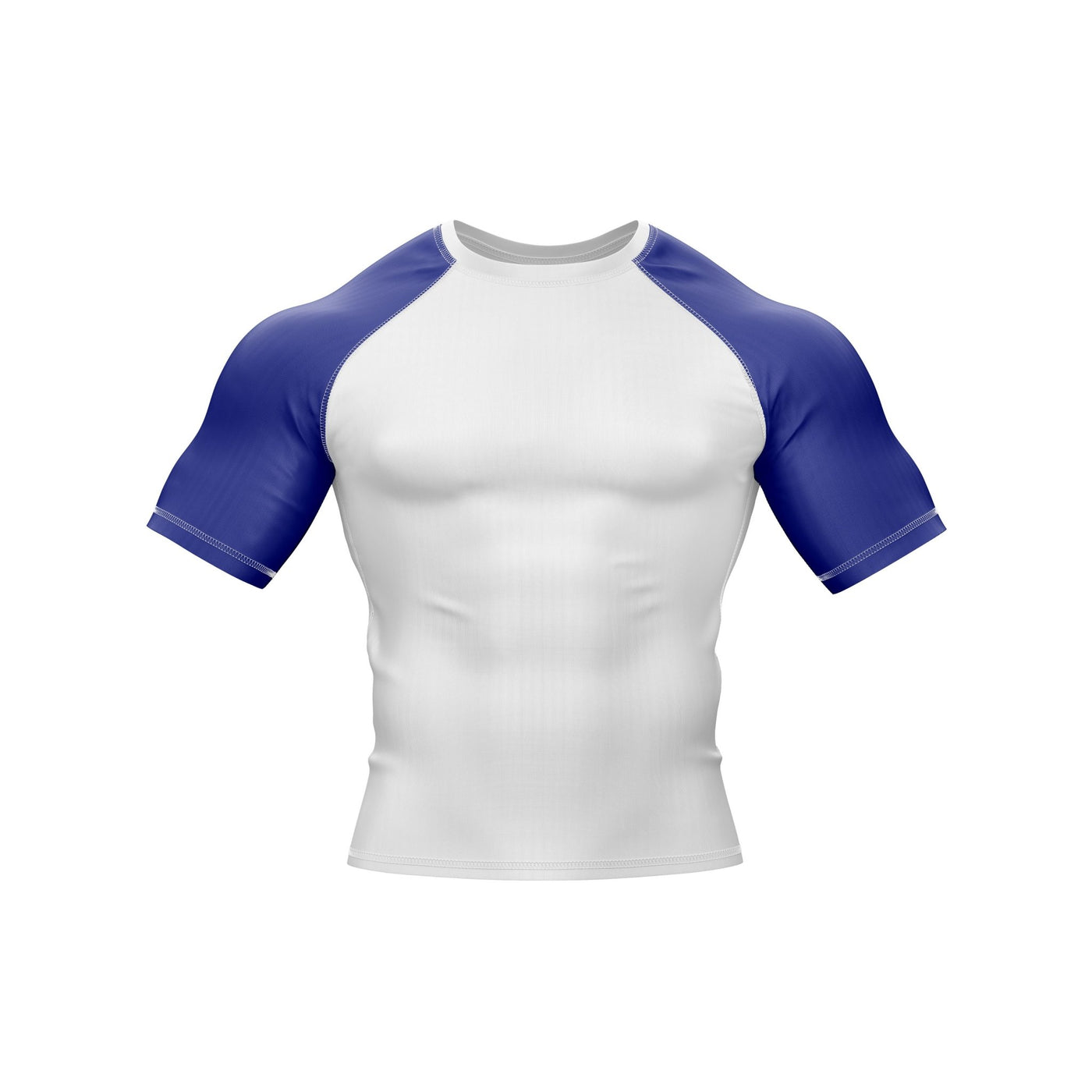 White with Blue Sleeves Ranked Rashguard - Summo Sports