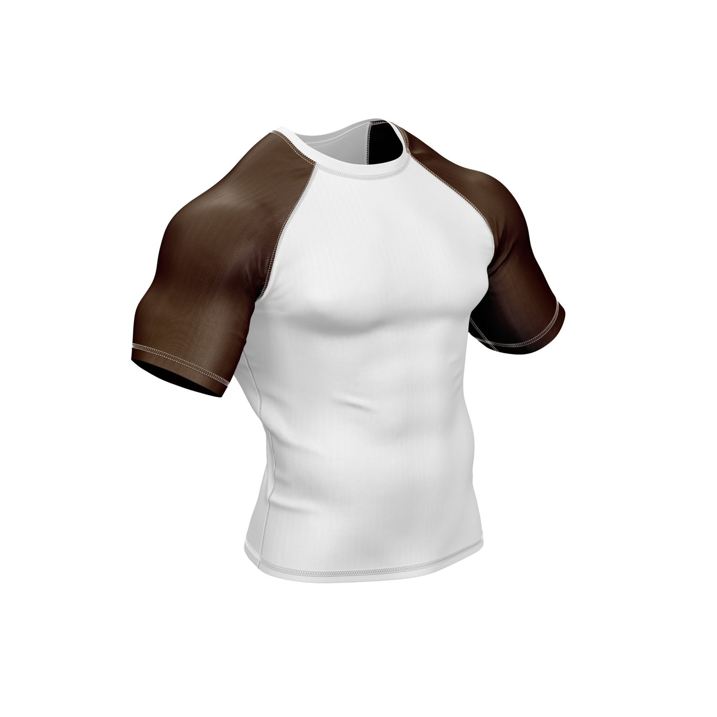 White with Brown Sleeves Ranked Rashguard - Summo Sports