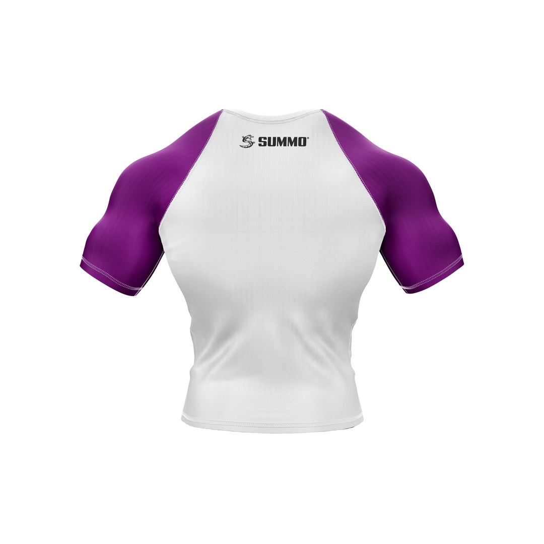 White with Purple Sleeves Ranked Rashguard - Summo Sports