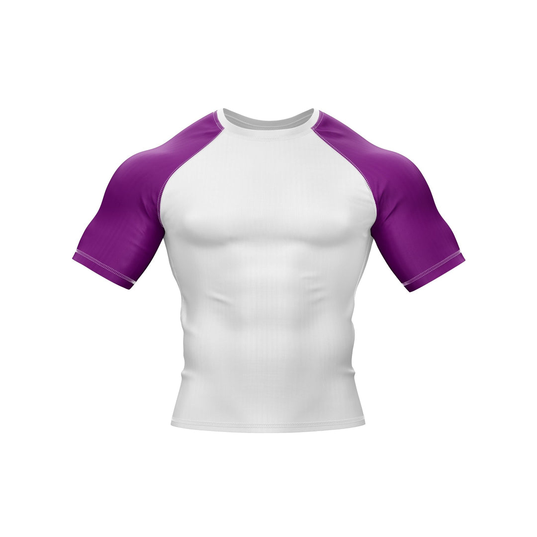 White with Purple Sleeves Ranked Rashguard - Summo Sports