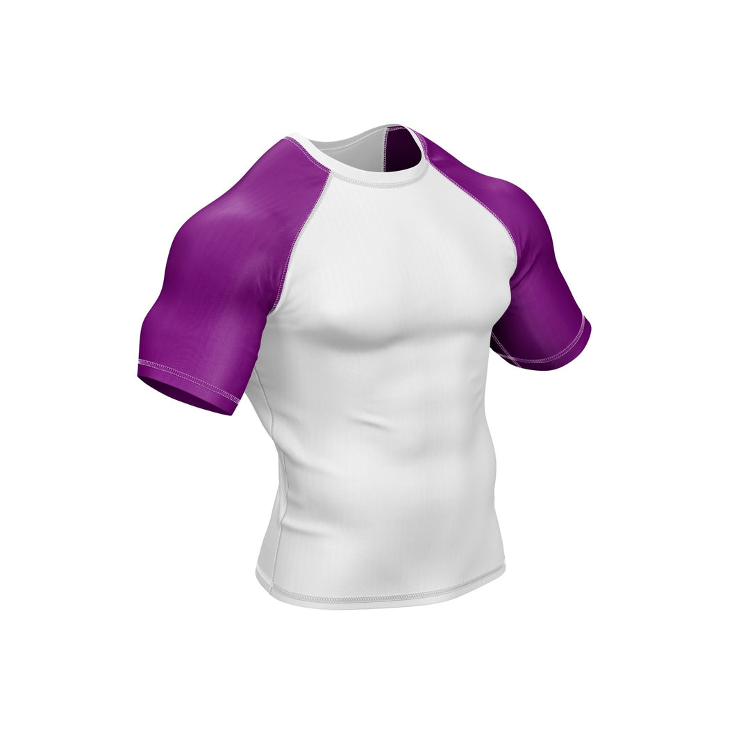 White with Purple Sleeves Ranked Rashguard - Summo Sports