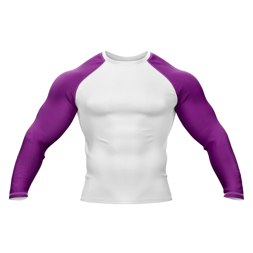 White with Purple Sleeves Ranked Rashguard - Summo Sports