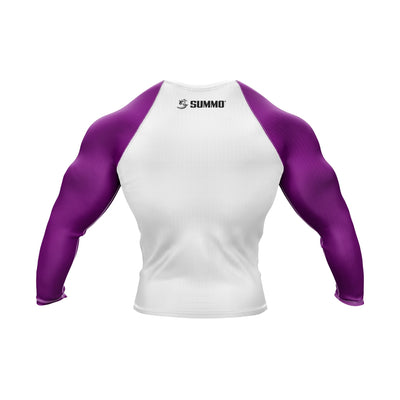 White with Purple Sleeves Ranked Rashguard - Summo Sports
